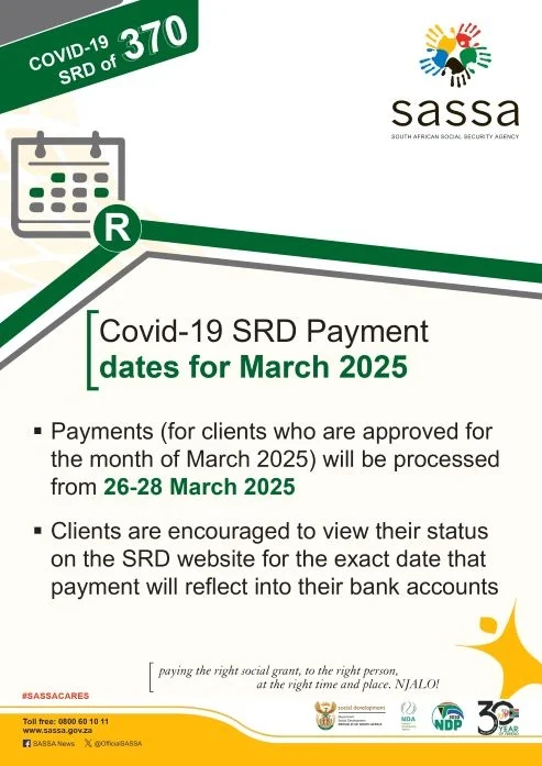 SASSA SRD R370 Dates for March 2025